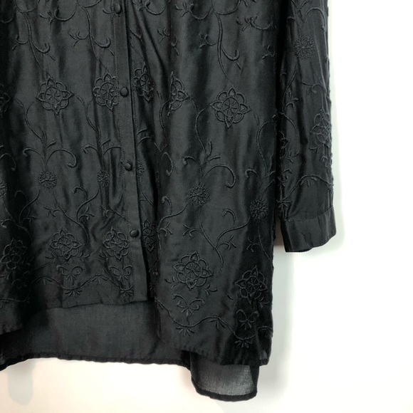 Lucky Brand Black Embroidered Cotton Tunic Large - Picture 5 of 8
